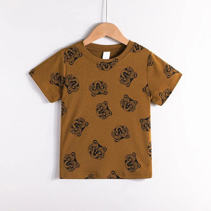 3-7Y Toddler Boys Animal Print Crew Neck T-Shirts Wholesale Boys Clothes