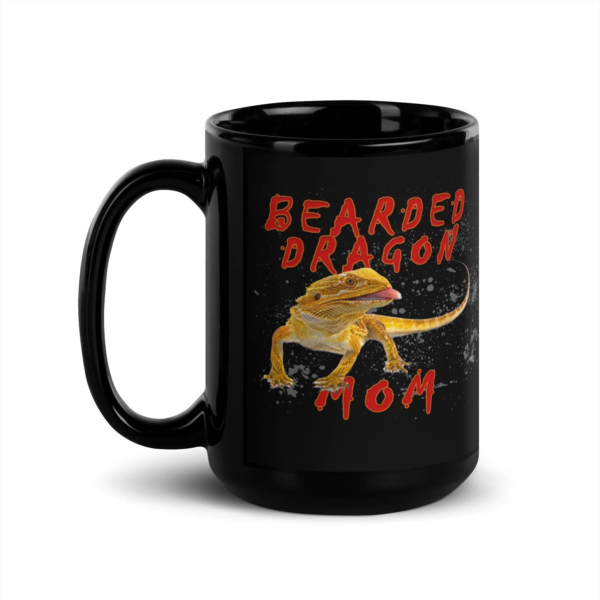 Bearded Dragon Mom Black Glossy Mug