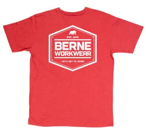 Berne Mens Deep Red 100% Cotton Shield Tee S/S