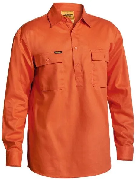Bisley Closed Front Cotton Drill Long Sleeve Shirt