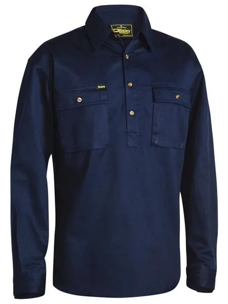 Bisley Closed Front Cotton Drill Long Sleeve Shirt
