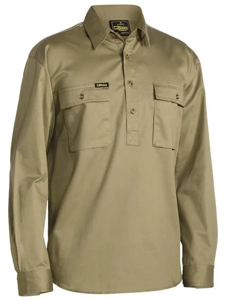 Bisley Closed Front Cotton Drill Long Sleeve Shirt