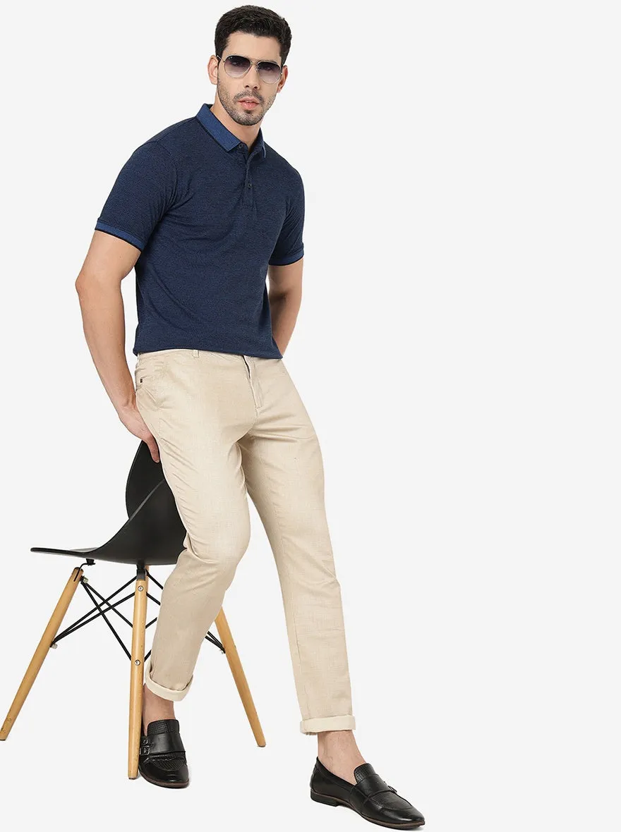 Blue Printed Slim Fit Polo T- Shirt | JadeBlue