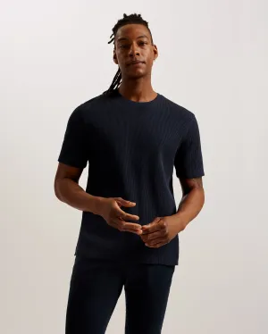 Frute Short Sleeve Regular Textured T-Shirt Navy