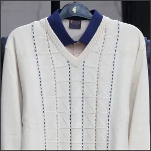Gabicci M06 Ivory Patterned V Neck/