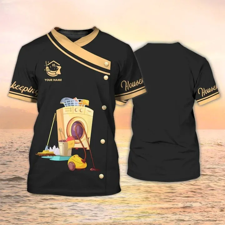 Housekeeping 3D T Shirts, Cleaning Service Custom Shirts Housekeeping Uniform Shirts