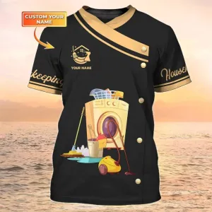 Housekeeping 3D T Shirts, Cleaning Service Custom Shirts Housekeeping Uniform Shirts