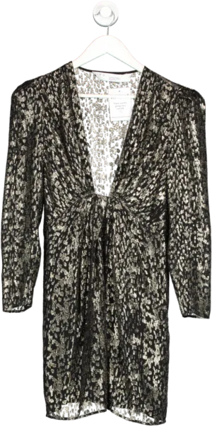 IRO Black Metallic Thread Long Sleeve Dress UK 8