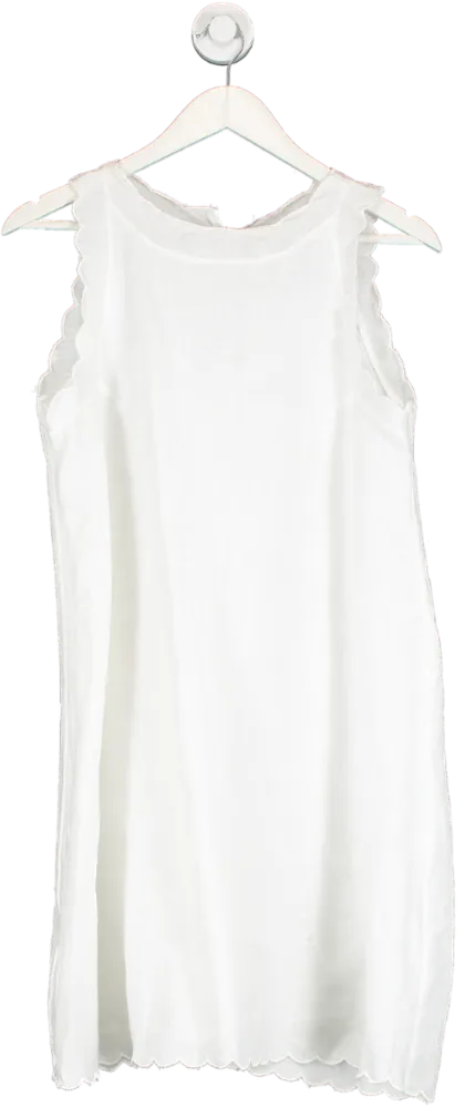 Marielle White Scalloped Edge Dress UK S