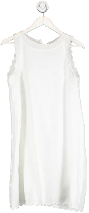 Marielle White Scalloped Edge Dress UK S