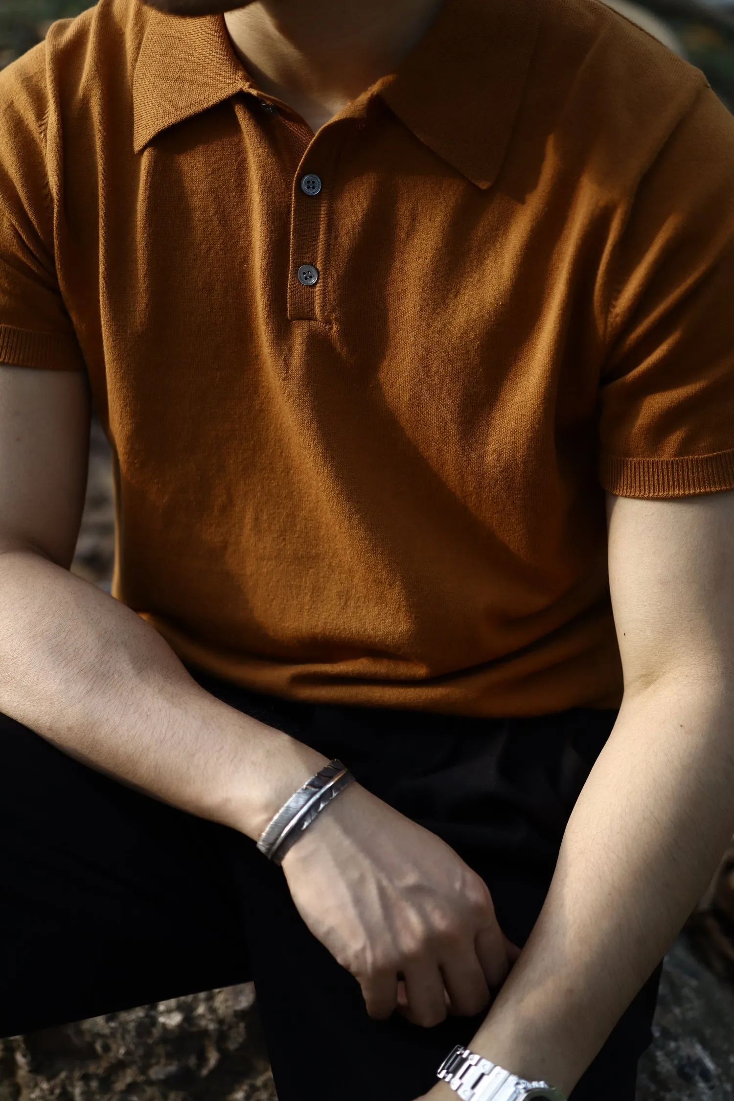 Men's Knitted Polo Short Sleeves Solid