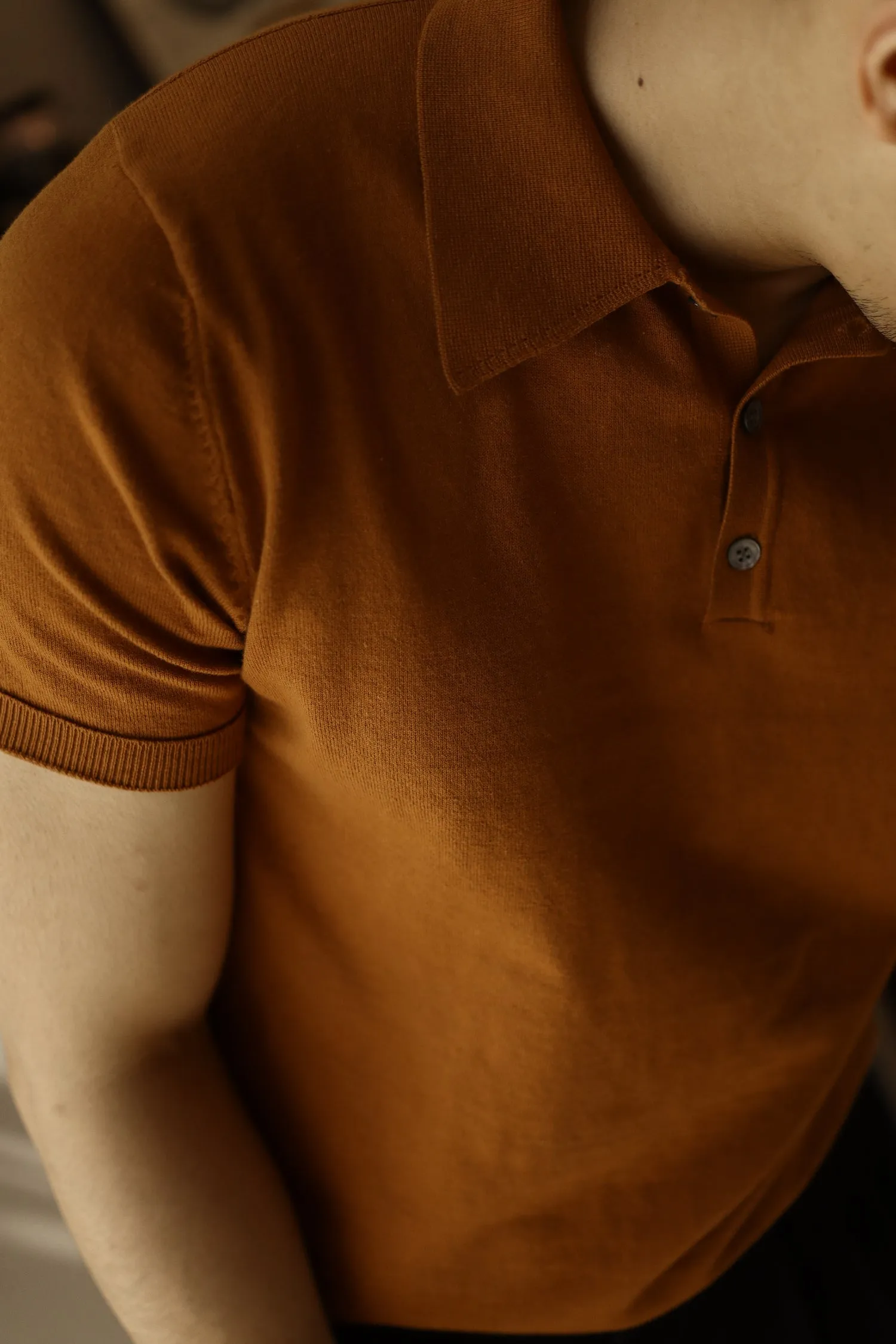 Men's Knitted Polo Short Sleeves Solid