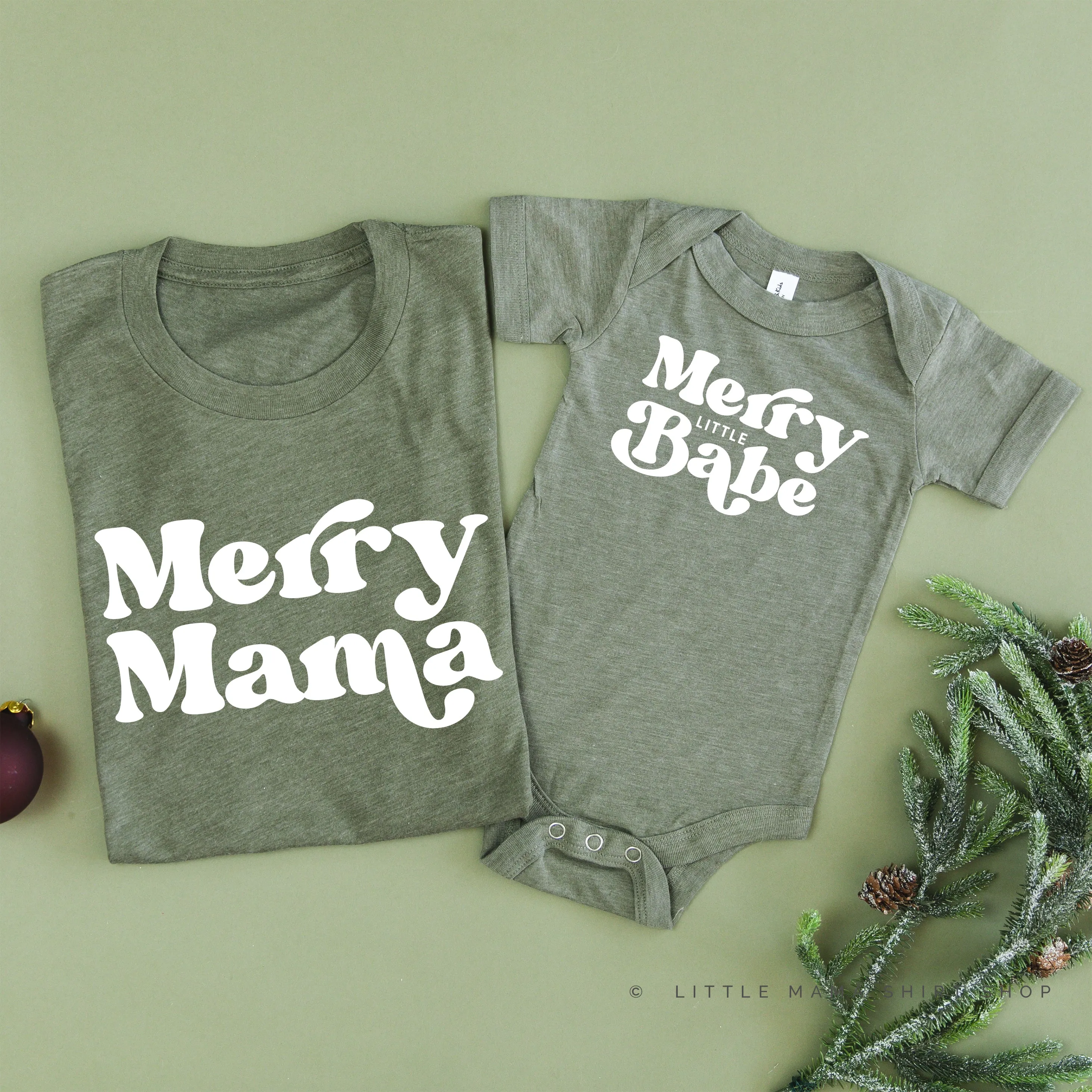 Merry Mama / Merry Little Babe - Set of 2 Unisex Tees