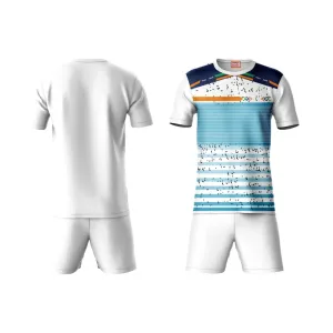 Next Print Round neck jersey white with shorts NPTS46