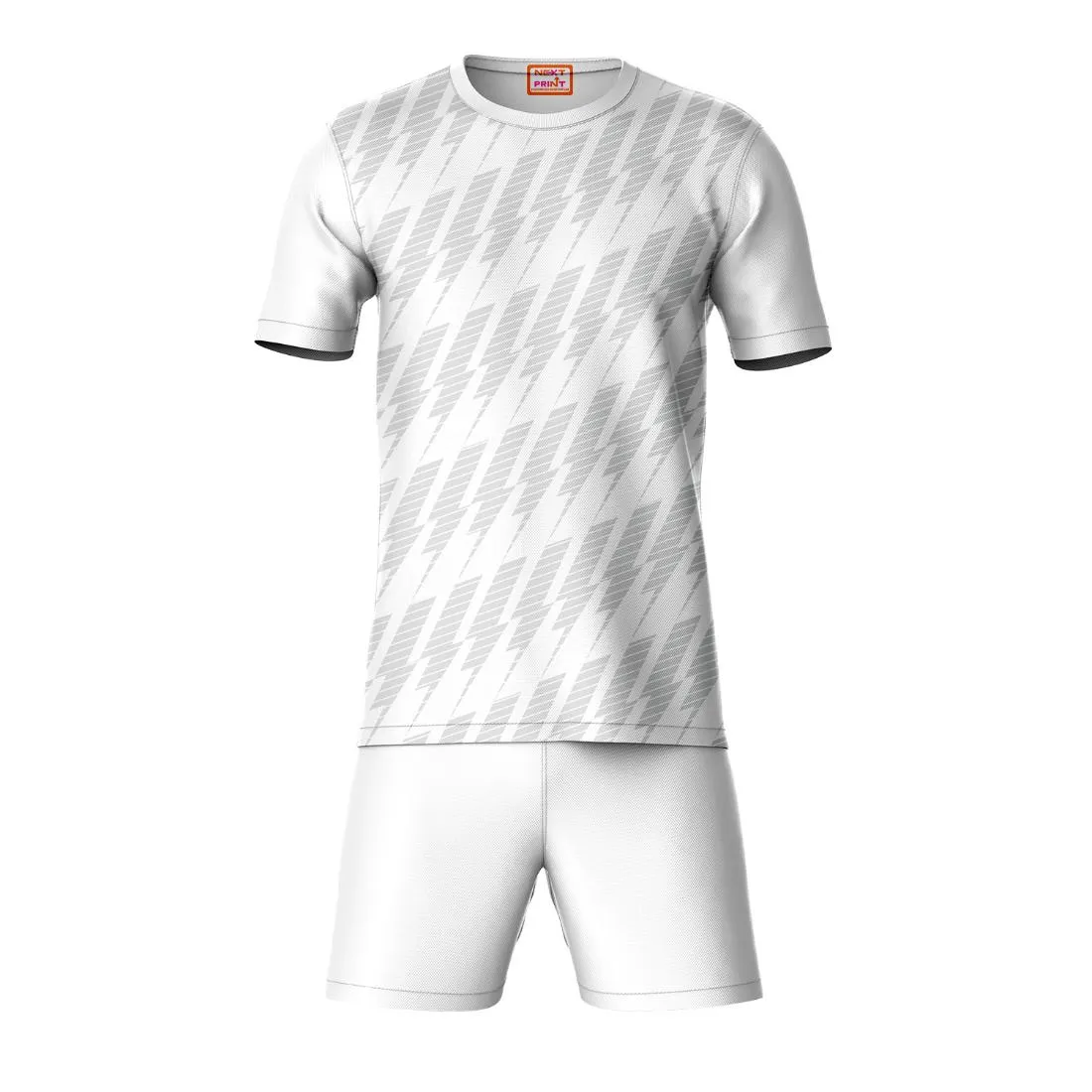 Next Print Round neck jersey white with shorts NPTS63