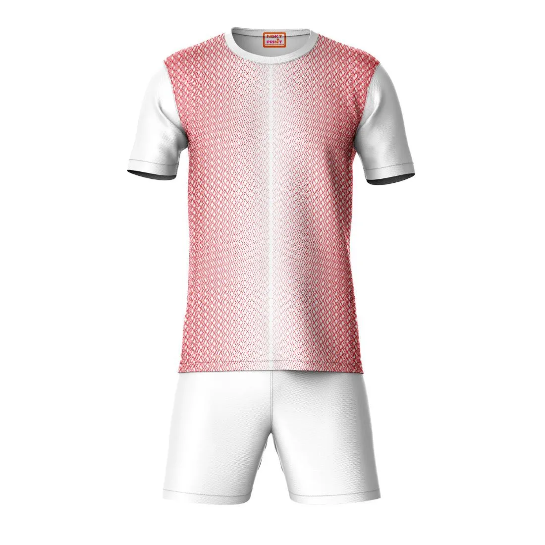 Next Print Round neck jersey white with shorts NPTS78