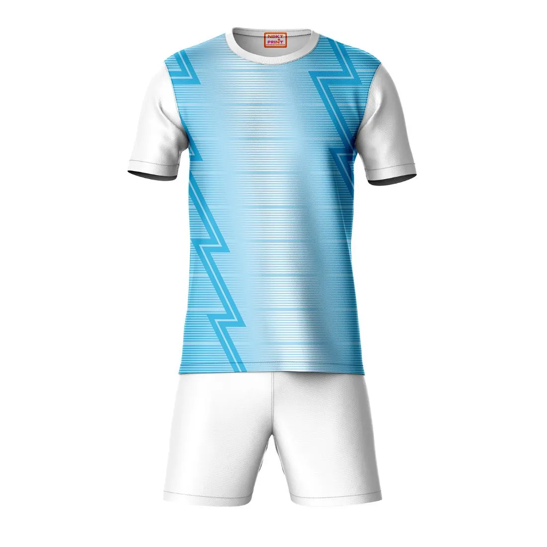 Next Print Round neck jersey white with shorts NPTS81