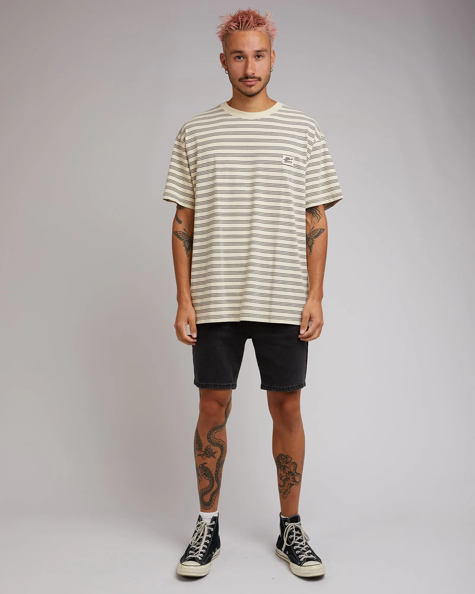 Overdyed Stripe Tee Tan