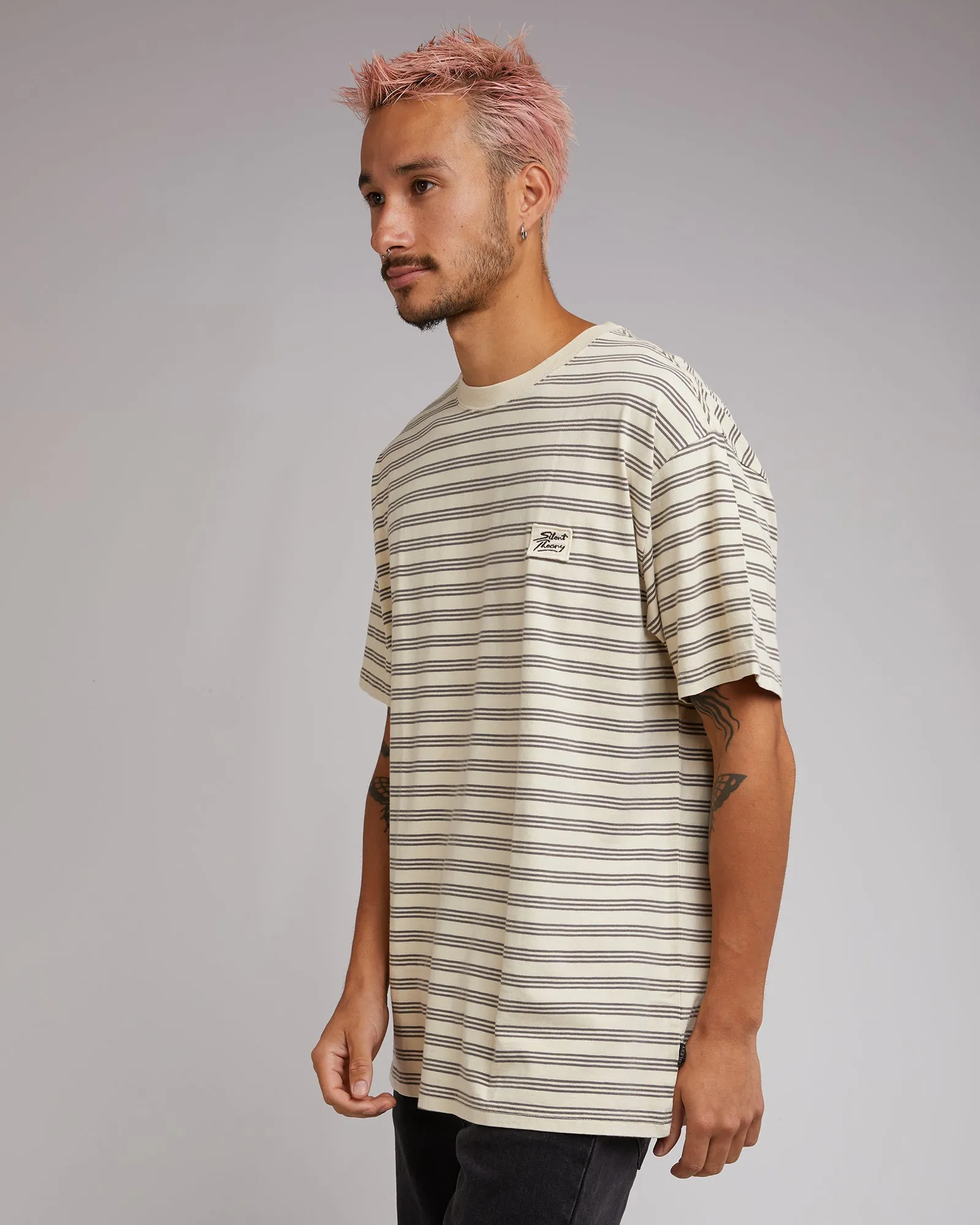 Overdyed Stripe Tee Tan