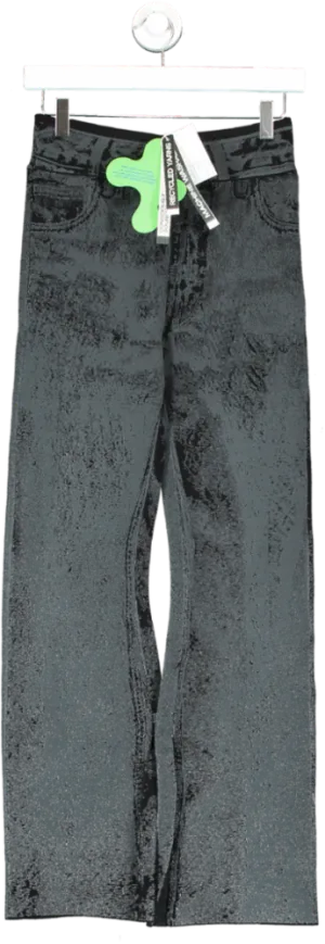 PH5 Black Toby Fake Denim Trousers With Slits UK S
