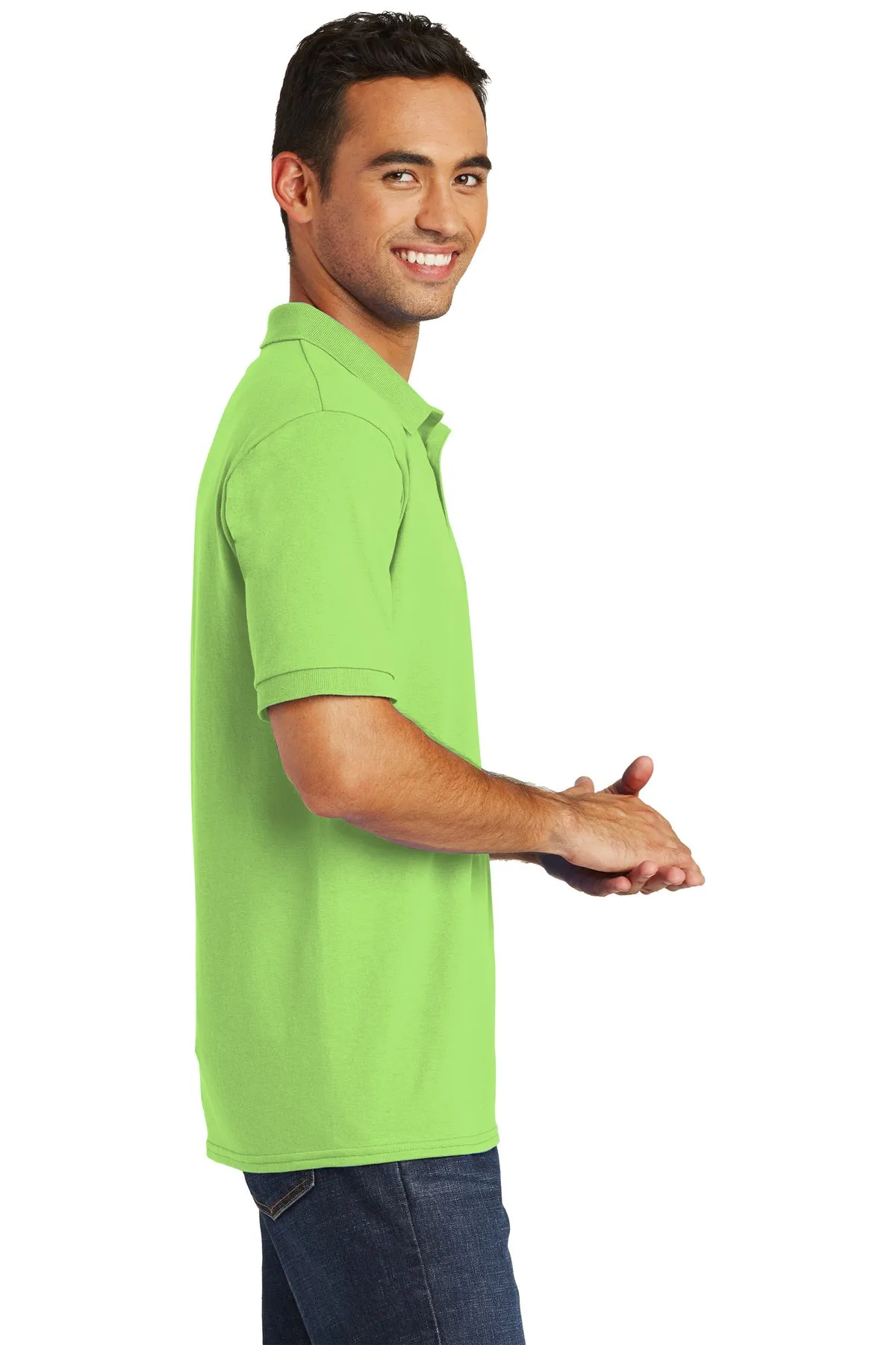 Port & Company Branded Jersey Knit Polos, Lime
