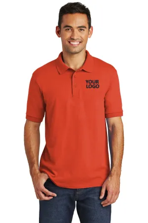 Port & Company Branded Jersey Knit Polos, Orange
