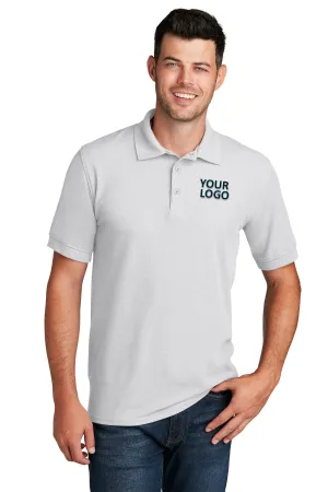 Port & Company Branded Pique Polos, White