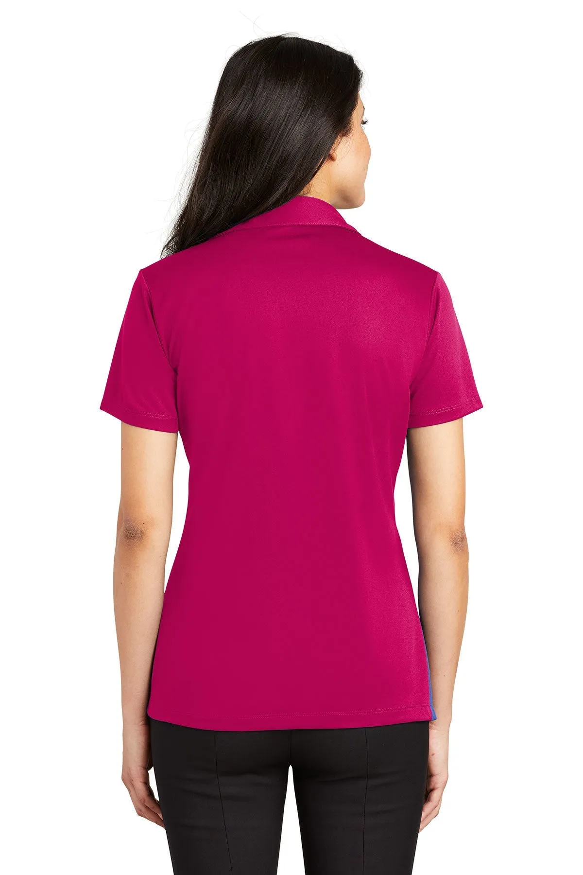 Port Authority Ladies Silk Touch Branded Performance Polos, Pink Raspberry