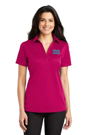 Port Authority Ladies Silk Touch Branded Performance Polos, Pink Raspberry