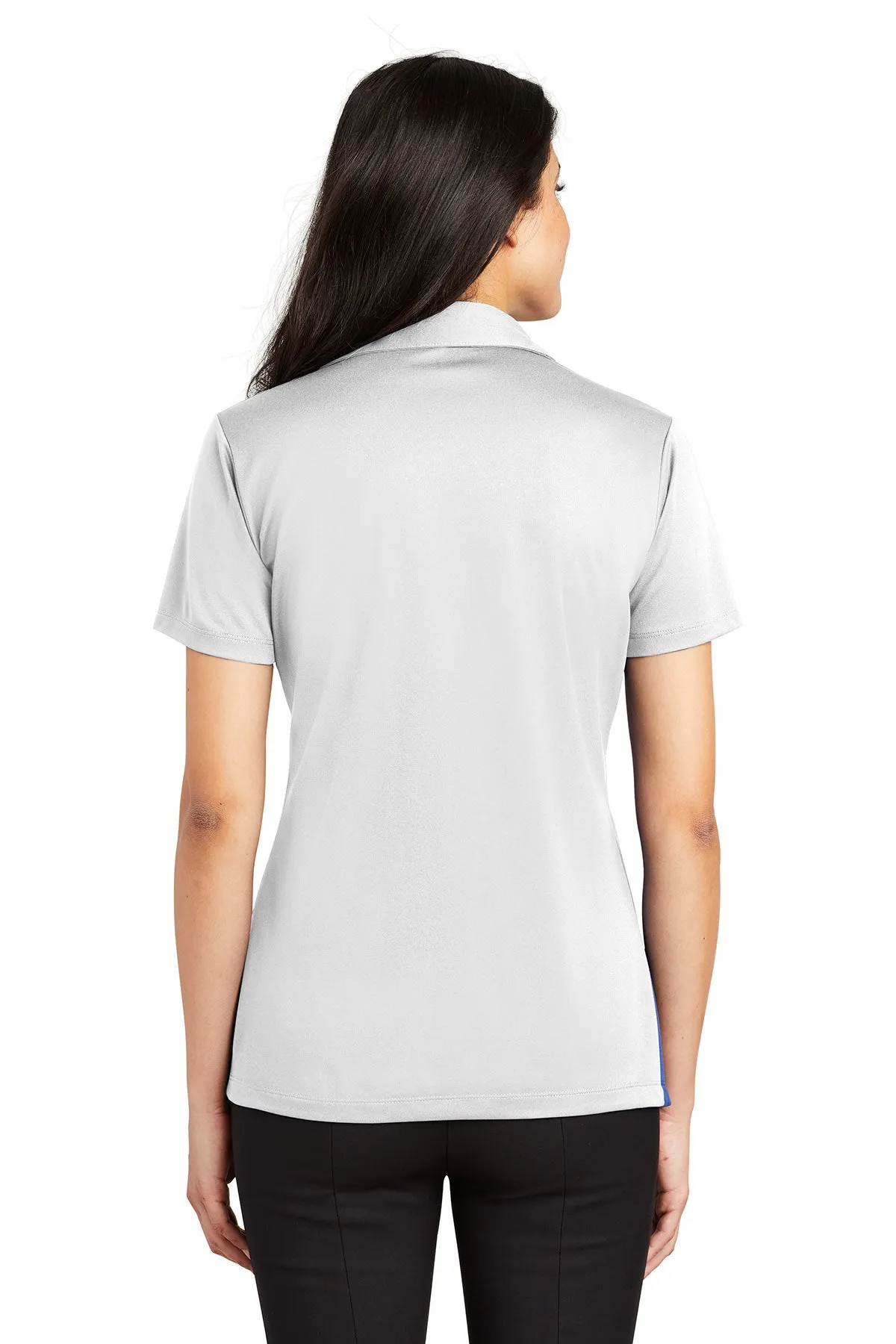 Port Authority Ladies Silk Touch Branded Performance Polos, White