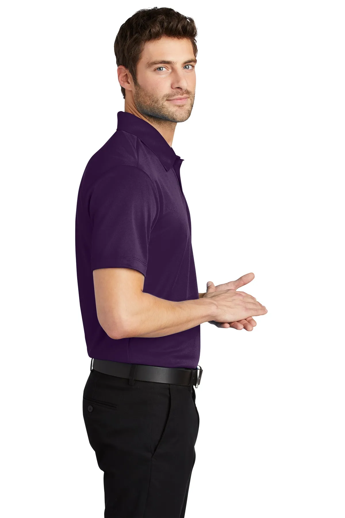 Port Authority Silk Touch Branded Performance Polos, Bright Purple