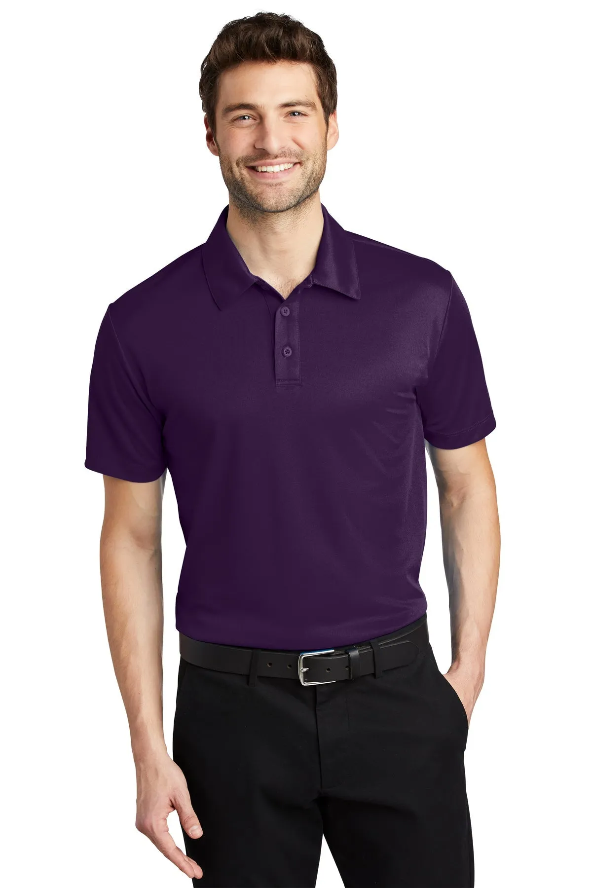 Port Authority Silk Touch Branded Performance Polos, Bright Purple