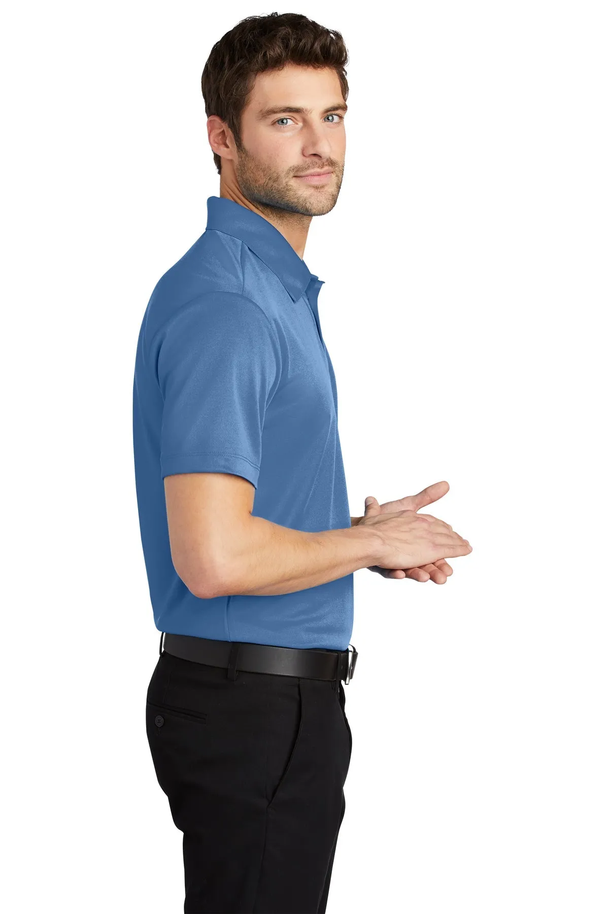 Port Authority Silk Touch Branded Performance Polos, Carolina Blue