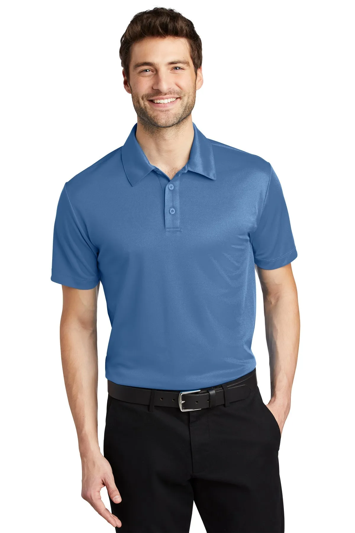 Port Authority Silk Touch Branded Performance Polos, Carolina Blue