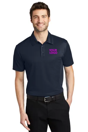 Port Authority Silk Touch Branded Performance Polos, Navy