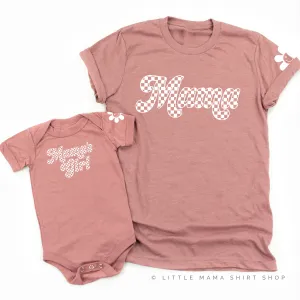 RETRO CHECKERS - MAMA MAMA'S GIRL - WHITE DESIGN - Set of 2 Matching Shirts