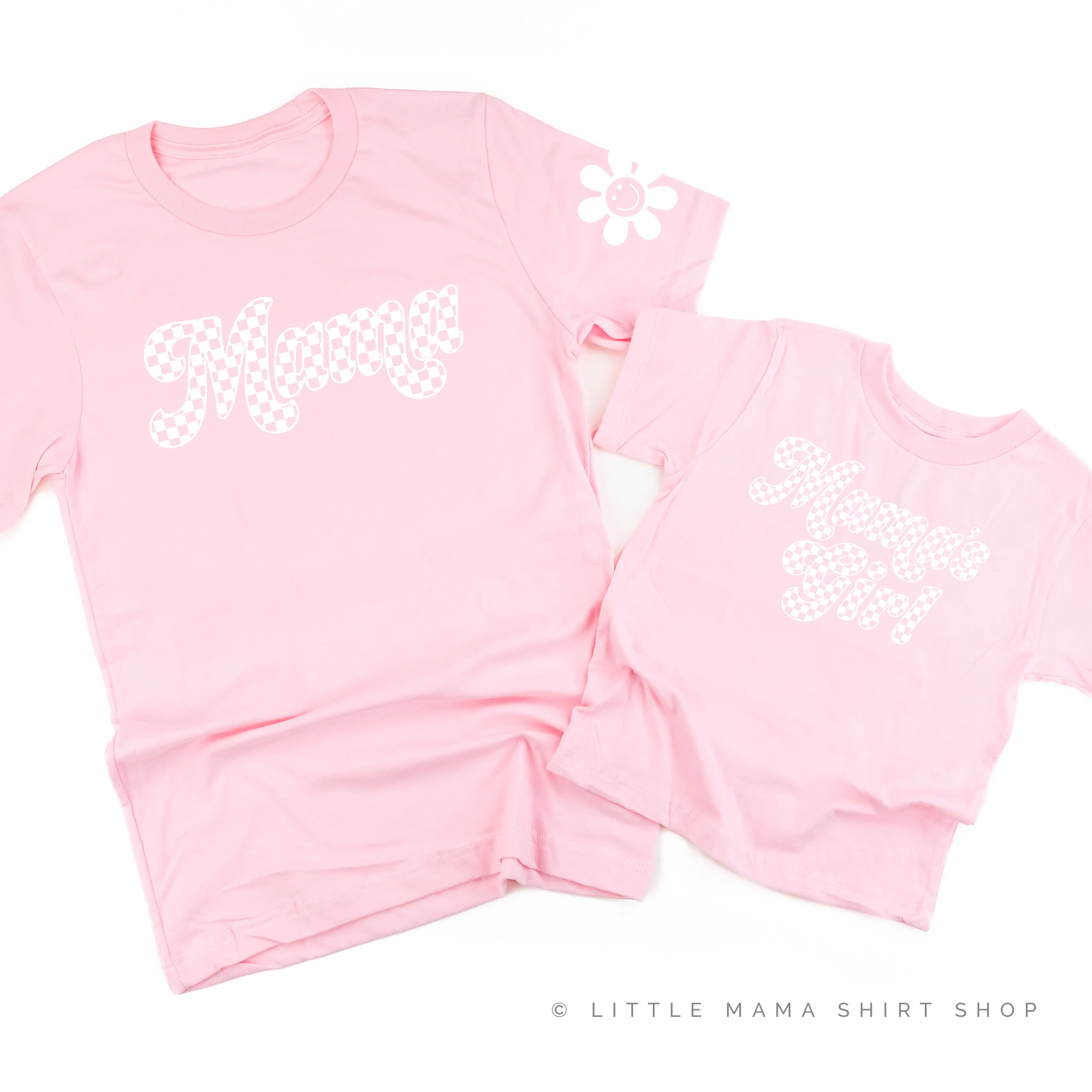RETRO CHECKERS - MAMA MAMA'S GIRL - WHITE DESIGN - Set of 2 Matching Shirts