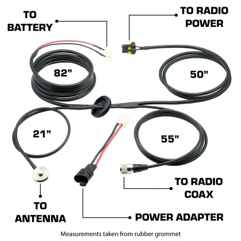 Rugged Radios Power and Antenna Cable Harness for Jeep JT, JL
