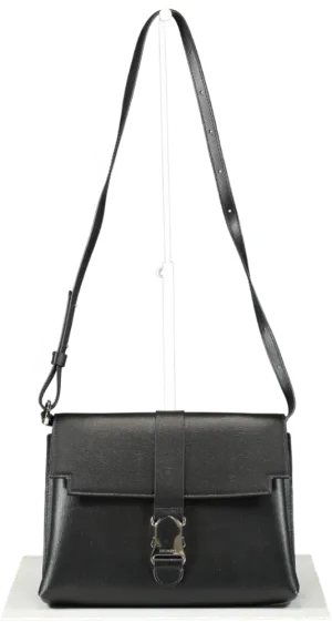 SENREVE Black Pebbled Leather Cadence Shoulder Bag With Silver Hardware One Size