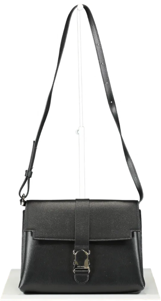 SENREVE Black Pebbled Leather Cadence Shoulder Bag With Silver Hardware One Size