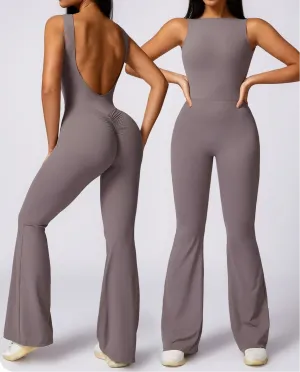 Sexy V Back Jumpsuit Gym Set
