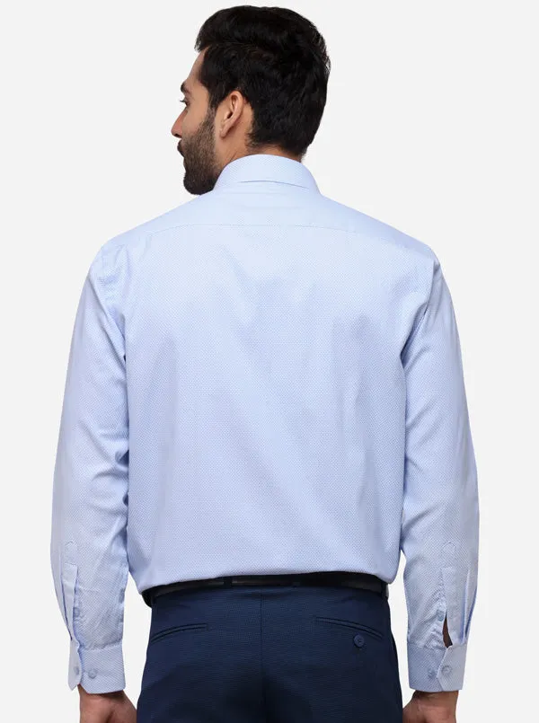 Sky Blue Printed Regular Fit Formal Shirt | Greenfibre