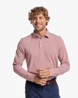 Southern Tide Men's Ryder Ridgeway Striped Long Sleeve Performance Polo Shirt / Heather Dusty Coral
