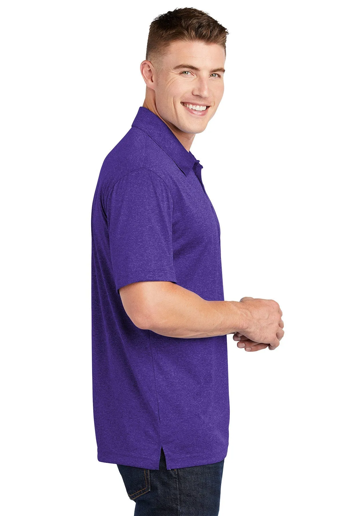 Sport-Tek Heather Contender Branded Polos, Varsity Purple Heather