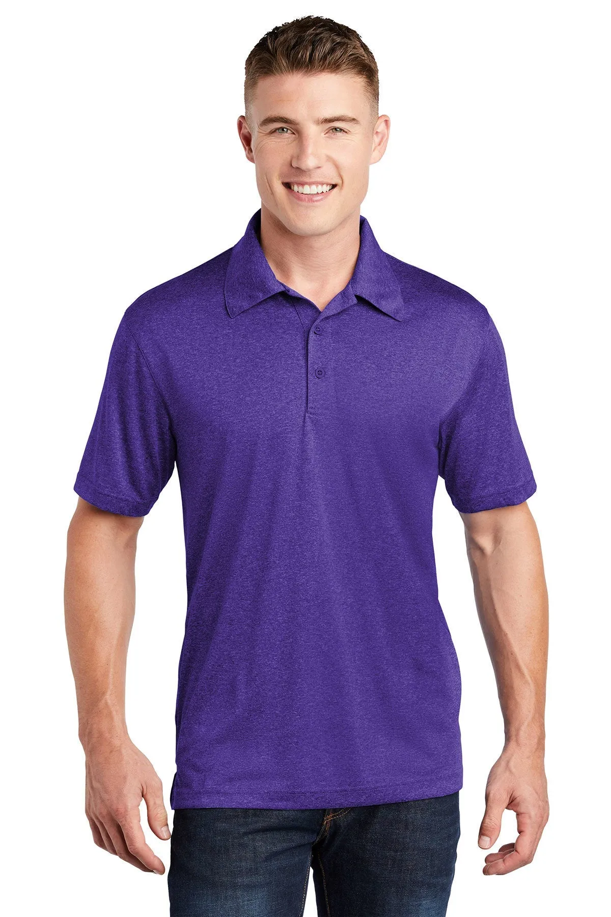 Sport-Tek Heather Contender Branded Polos, Varsity Purple Heather