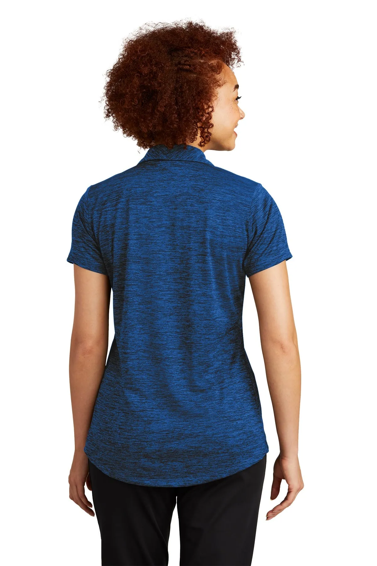 Sport-Tek Ladies PosiCharge Branded Electric Heather Polos, Dark Royal- Black Electric