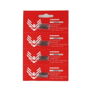 SRAM Eagle T-Type PowerLock Flattop Connector Link - 12-Speed, For Eagle T-Type Flattop Chain Only, Black, One Card, 4 Pack