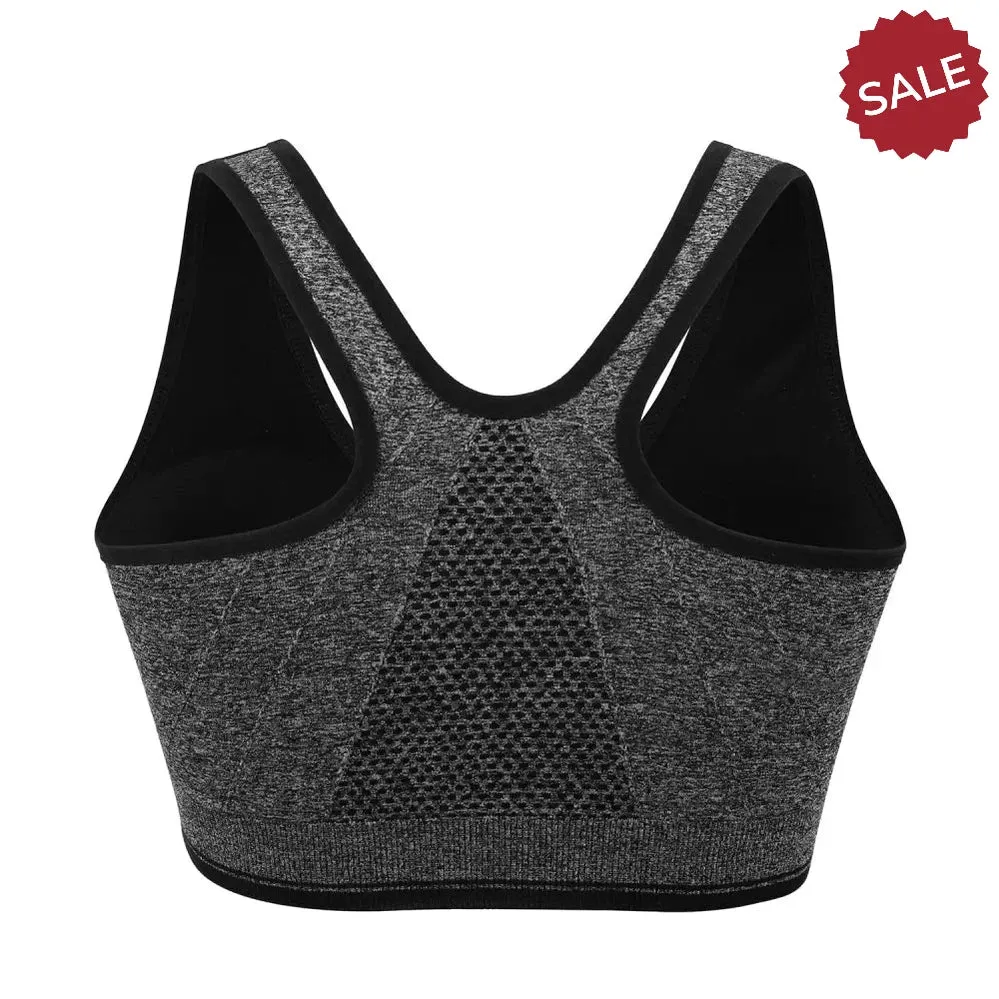 WANAYOU Womens Front Zipper Push Up Sports Bra - Padded, Wirefree, Shockproof