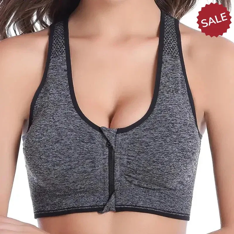 WANAYOU Womens Front Zipper Push Up Sports Bra - Padded, Wirefree, Shockproof