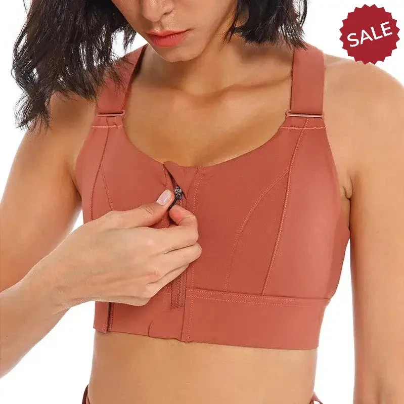 WANAYOU Womens Front Zipper Sports Bra - Padded, Wirefree, Shockproof, Plus Size